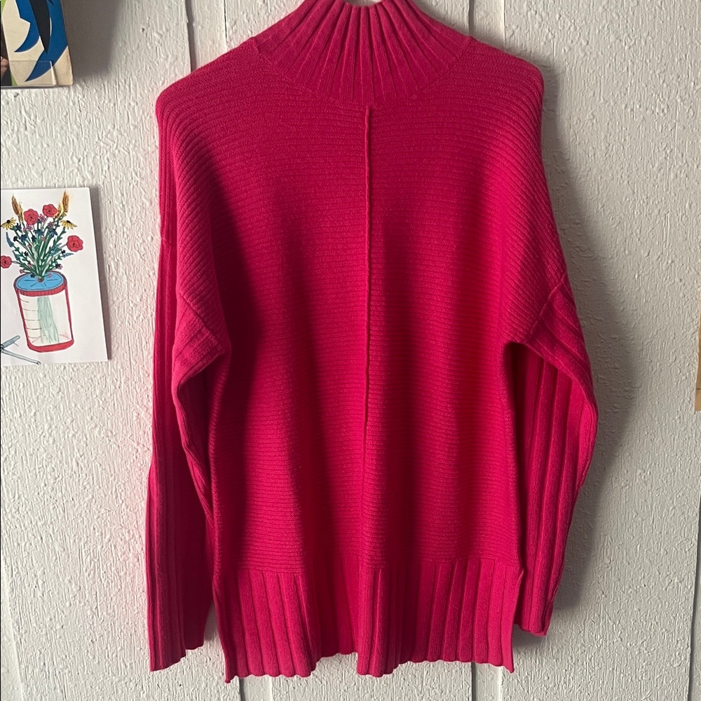 Crown & Ivy Vibrant Pink Cowl Neck Sweater